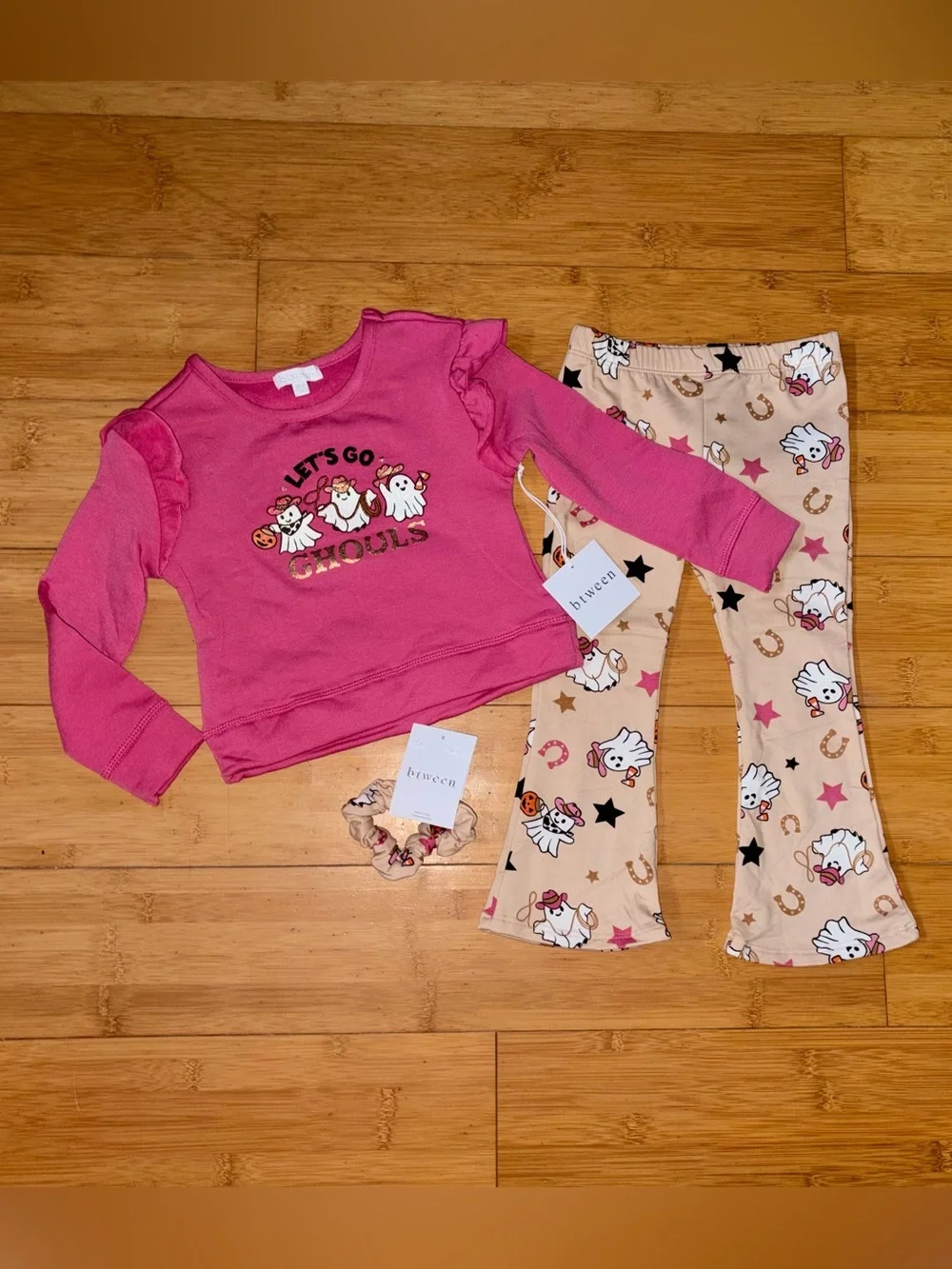 NWT Girl’s Size 7 Halloween Outfit - Crewneck Top & Flare Pants Leggings Set